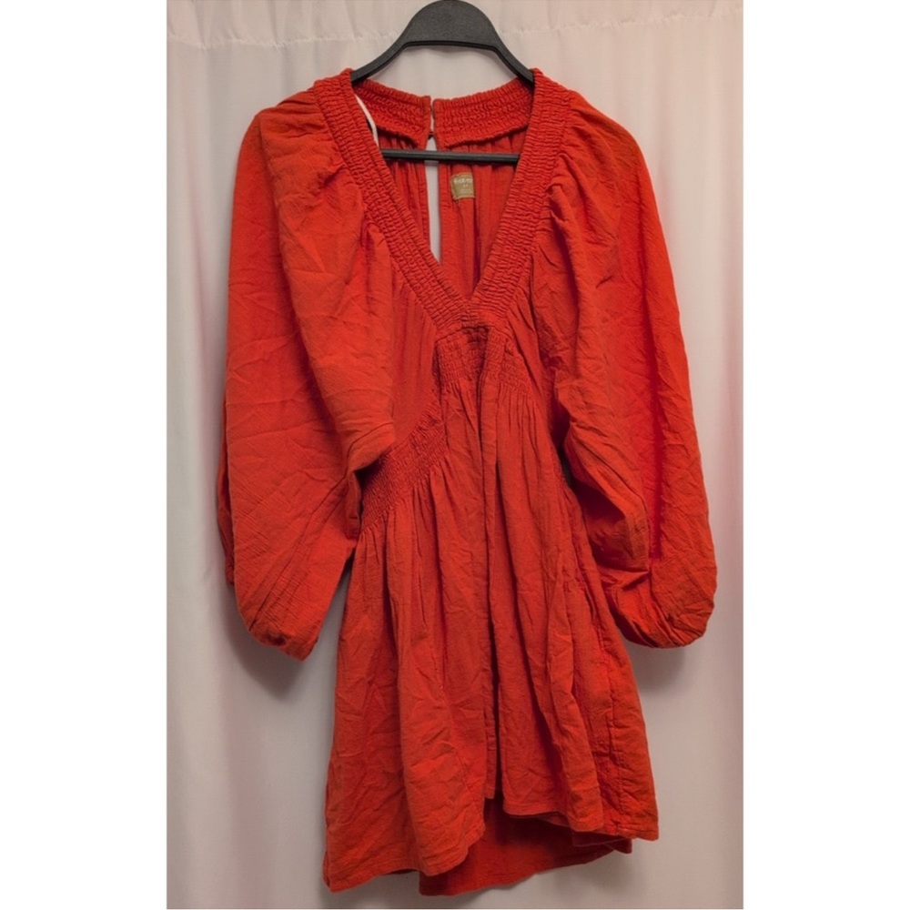Free people Women's Red V-Neck Mini dress size XS - Picture 2 of 6